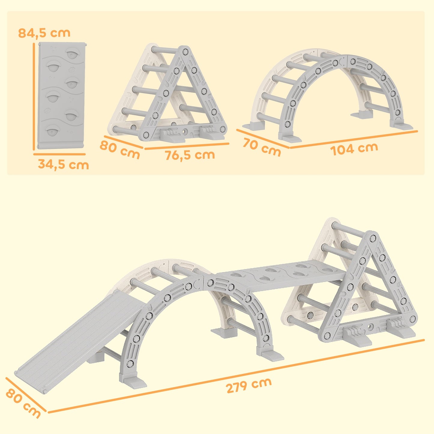 Indoor Climbing Frame, 5-in-1 Triangle with Slide, Ages 18-48 Months