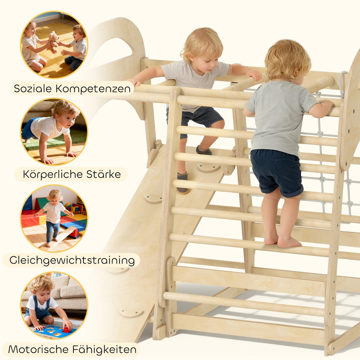 Indoor Climbing Gym, 6-in-1, Slide & Climbing Wall, Ages 3-6