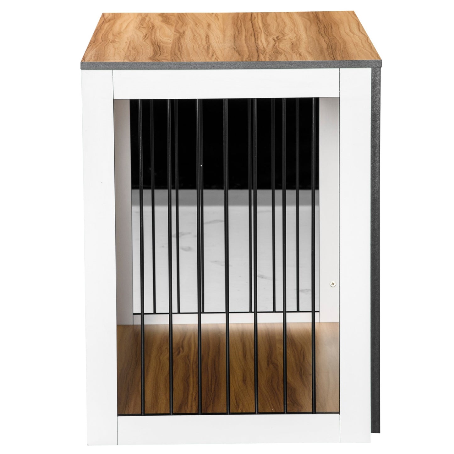 Indoor dog cage for small/medium dogs, chipboard, dark walnut