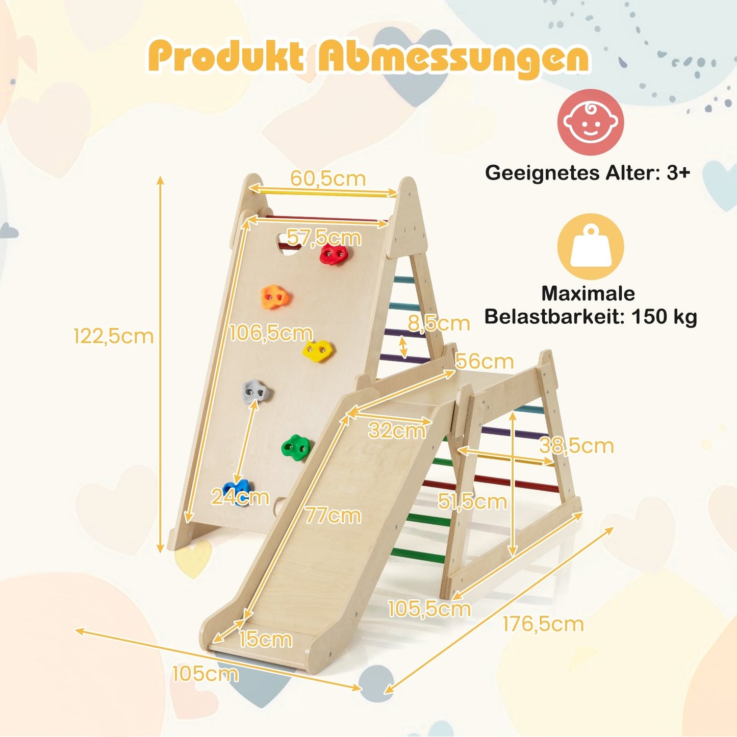 Indoor Jungle Gym with Slide and Climbing Ladders