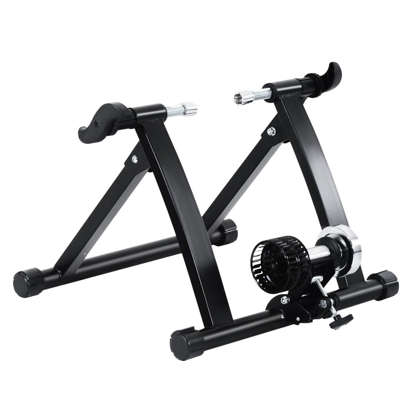 Indoor bike roller trainer with magnetic brake, foldable