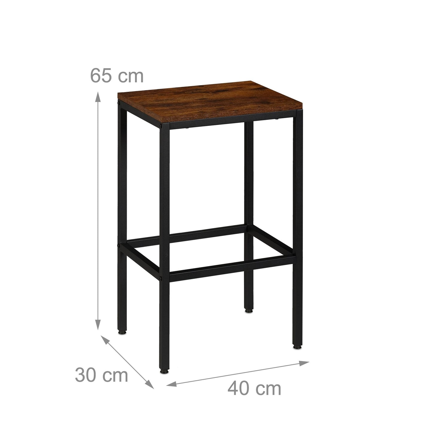 Industrial Bar Table Set with 2 Stools, Wood & Metal