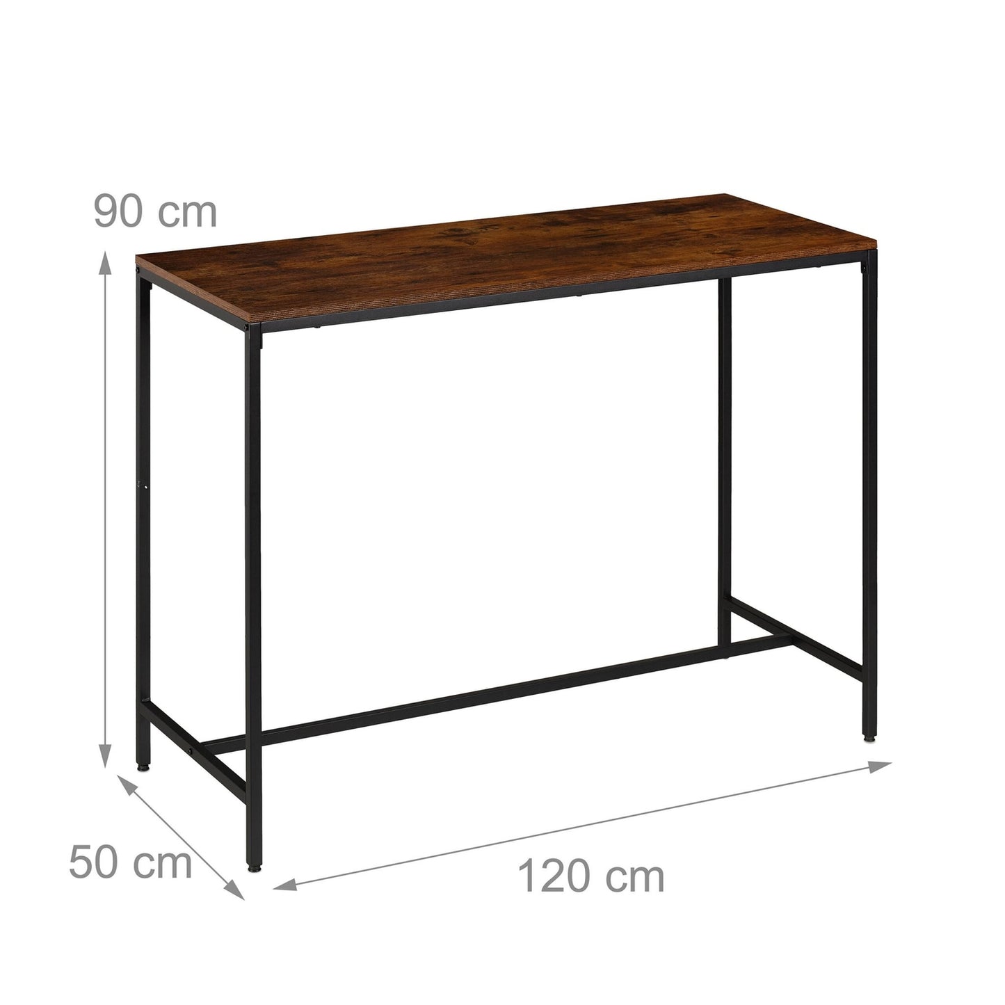 Industrial Bar Table Set with 2 Stools, Wood & Metal