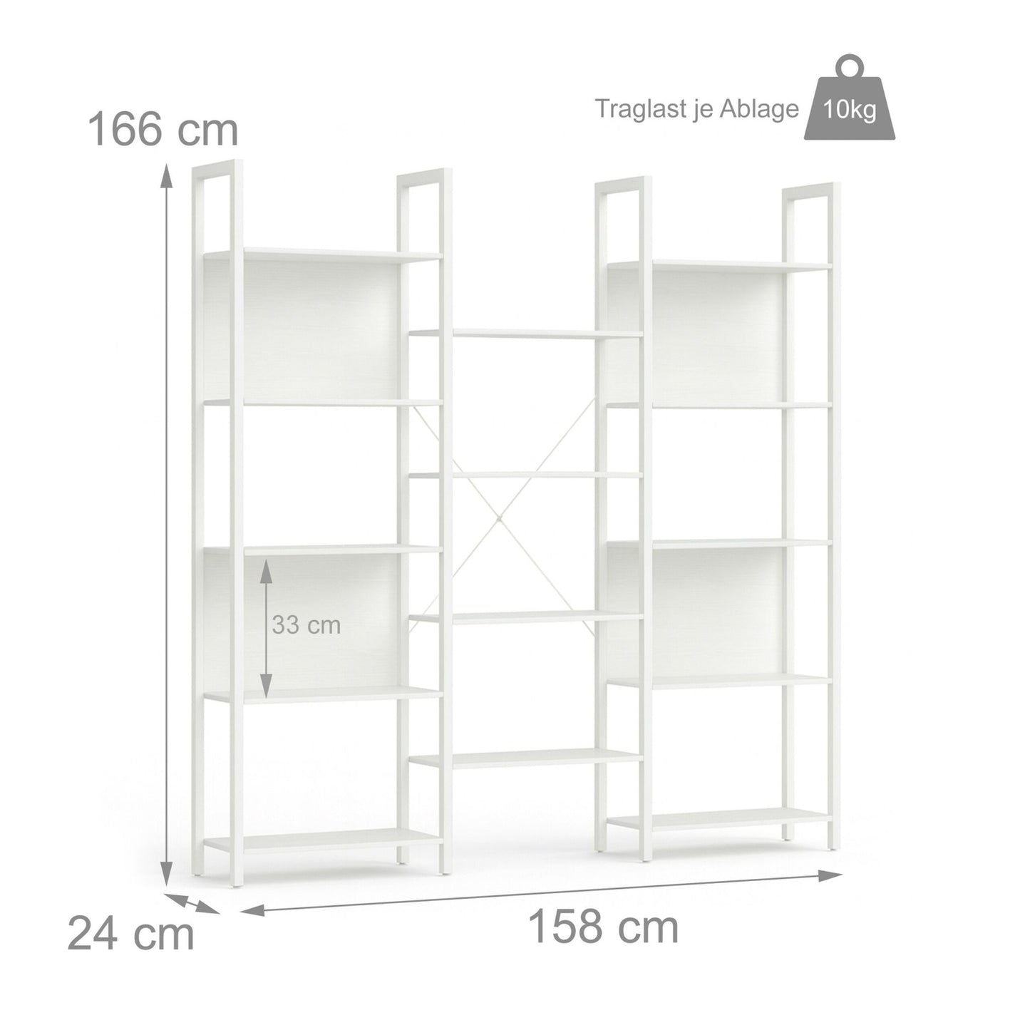 Industrial Bookshelf, 14-Tier Storage Shelves