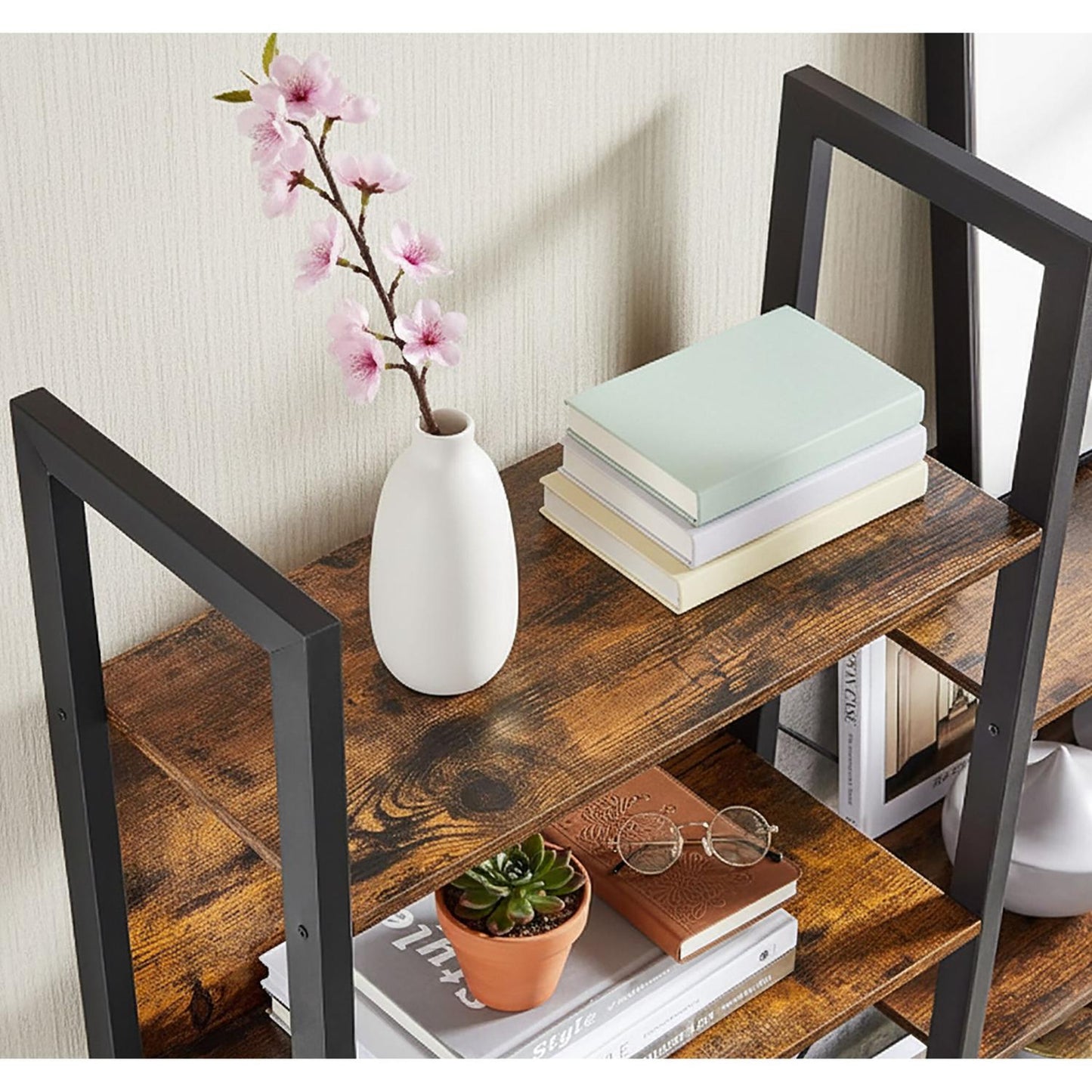 Industrial Bookshelf, 14-Tier Vintage Shelving Unit