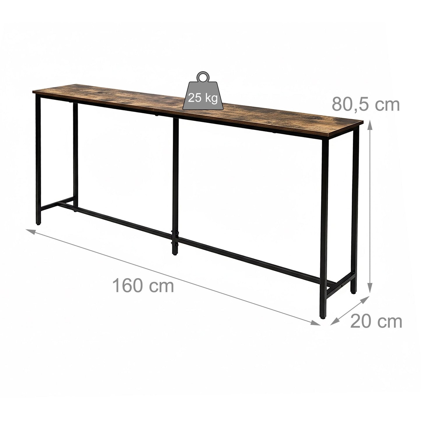 Industrial Console Table, 160 cm, Metal and Wood