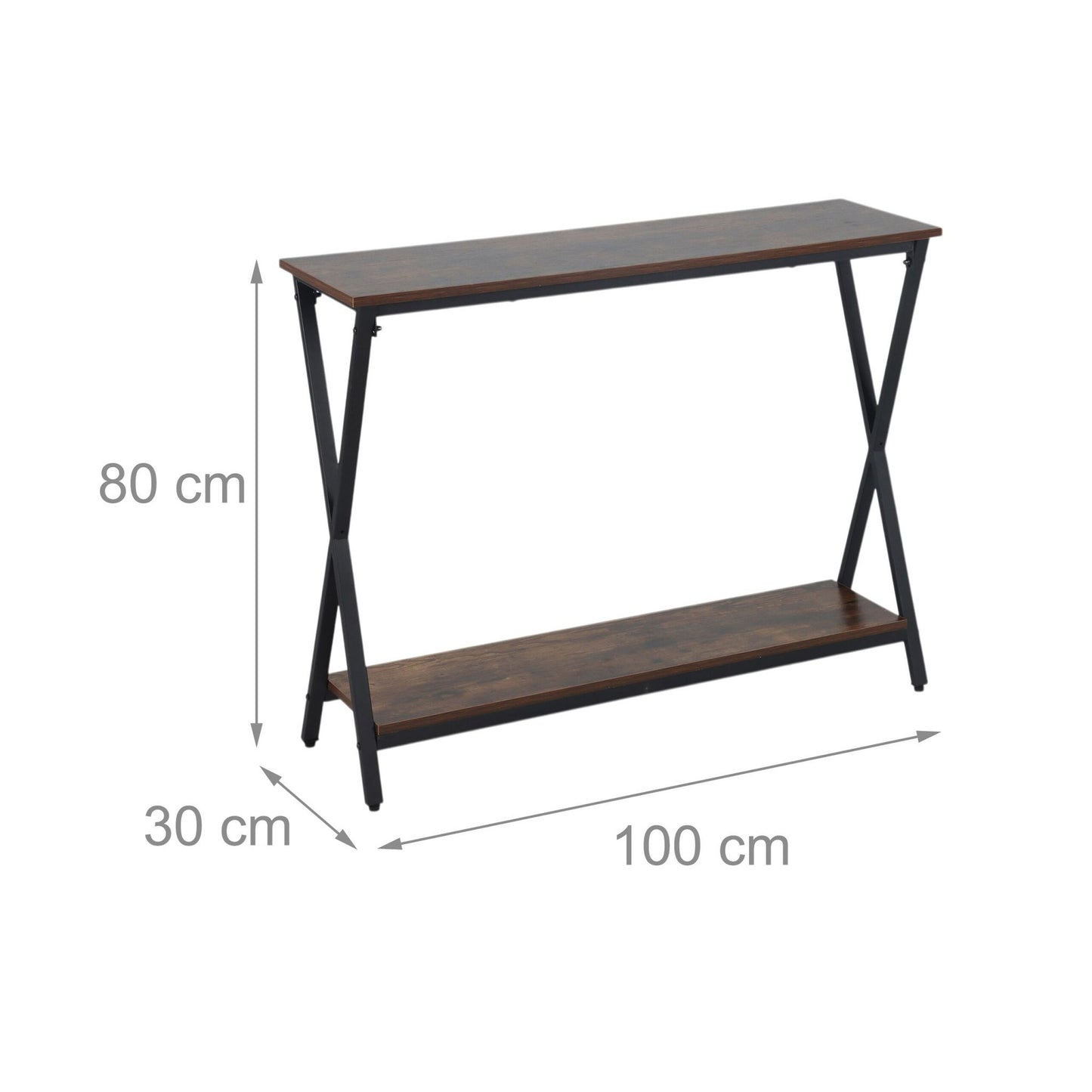 Industrial Console Table, 2-Tier, Metal Frame