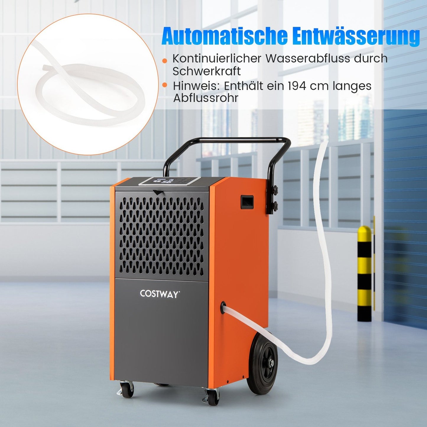 Industrial Dehumidifier 73L/Day with Drain Hose & Timer