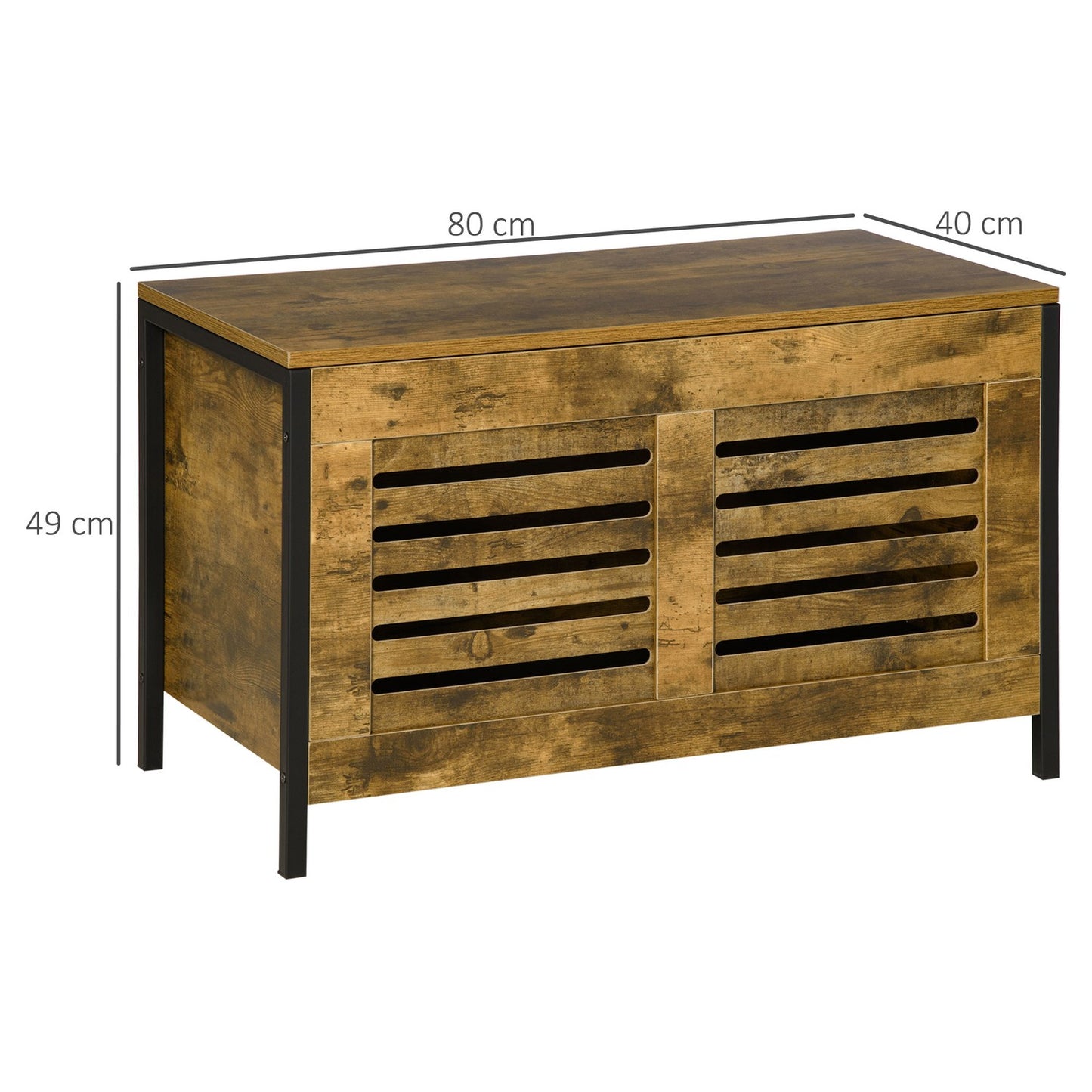 Rustic brown steel storage box with lid for the home
