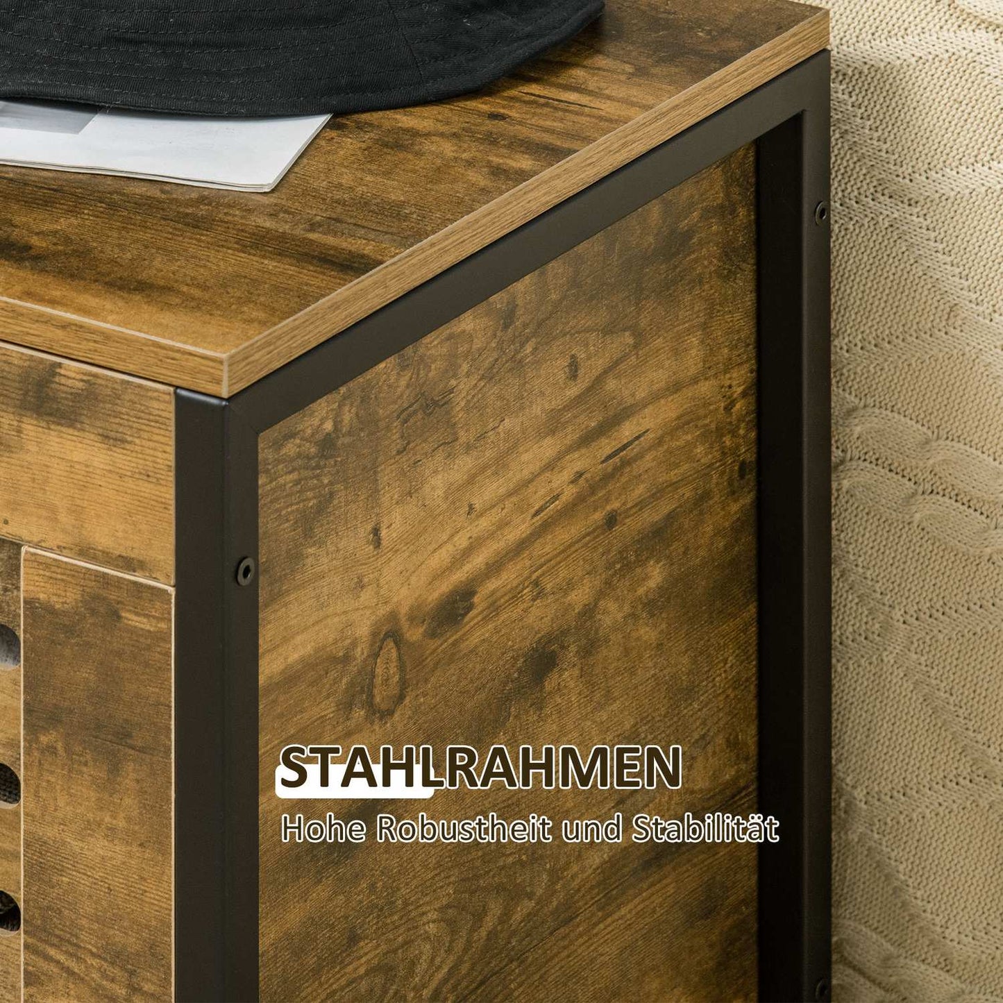 Rustic brown steel storage box with lid for the home