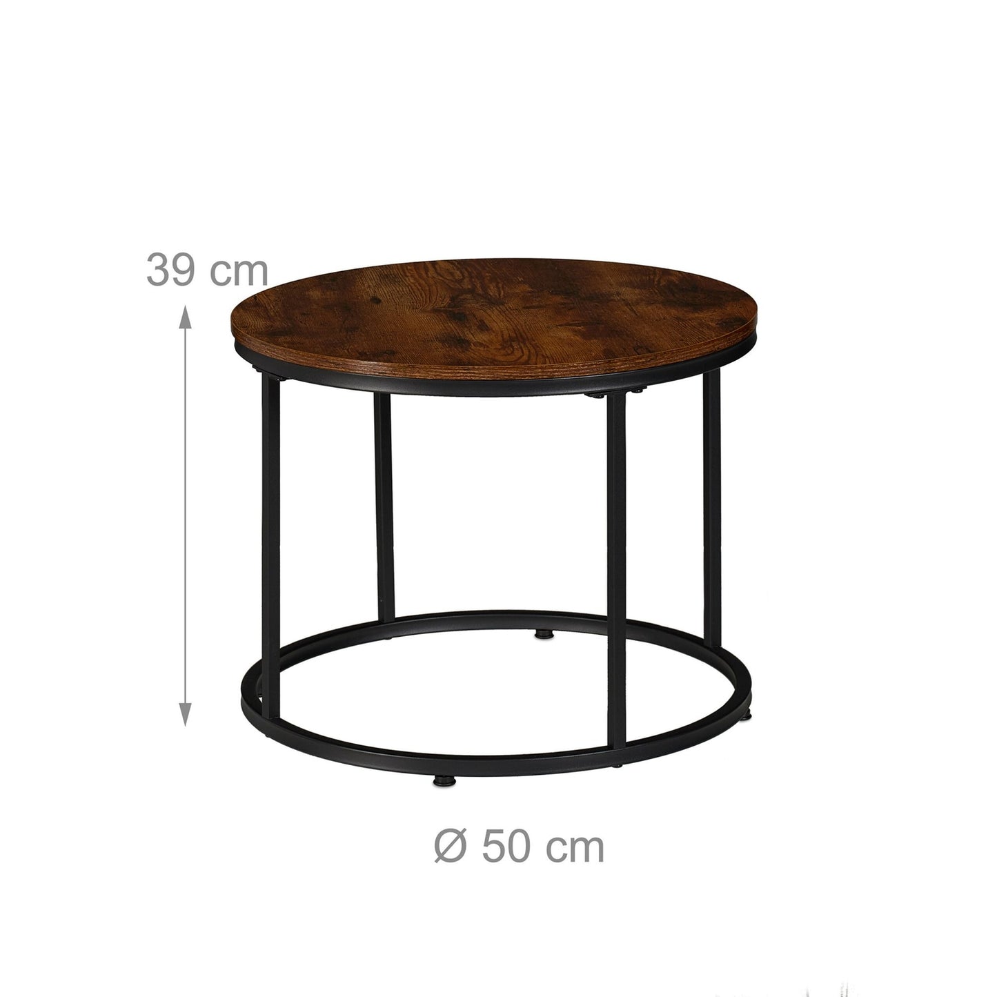 Industrial Nesting Coffee Tables, Set of 2, Wood-Effect
