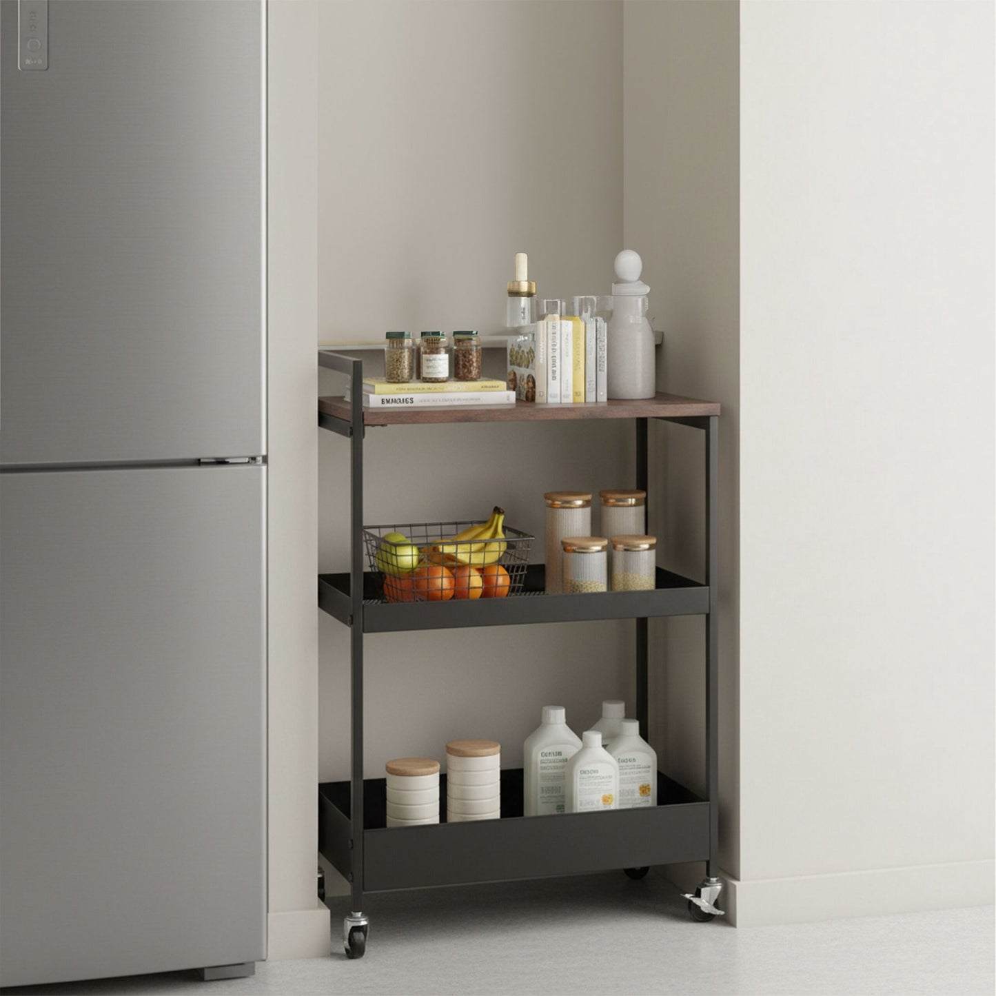 Industrial Rolling Trolley with Shelves and Baskets