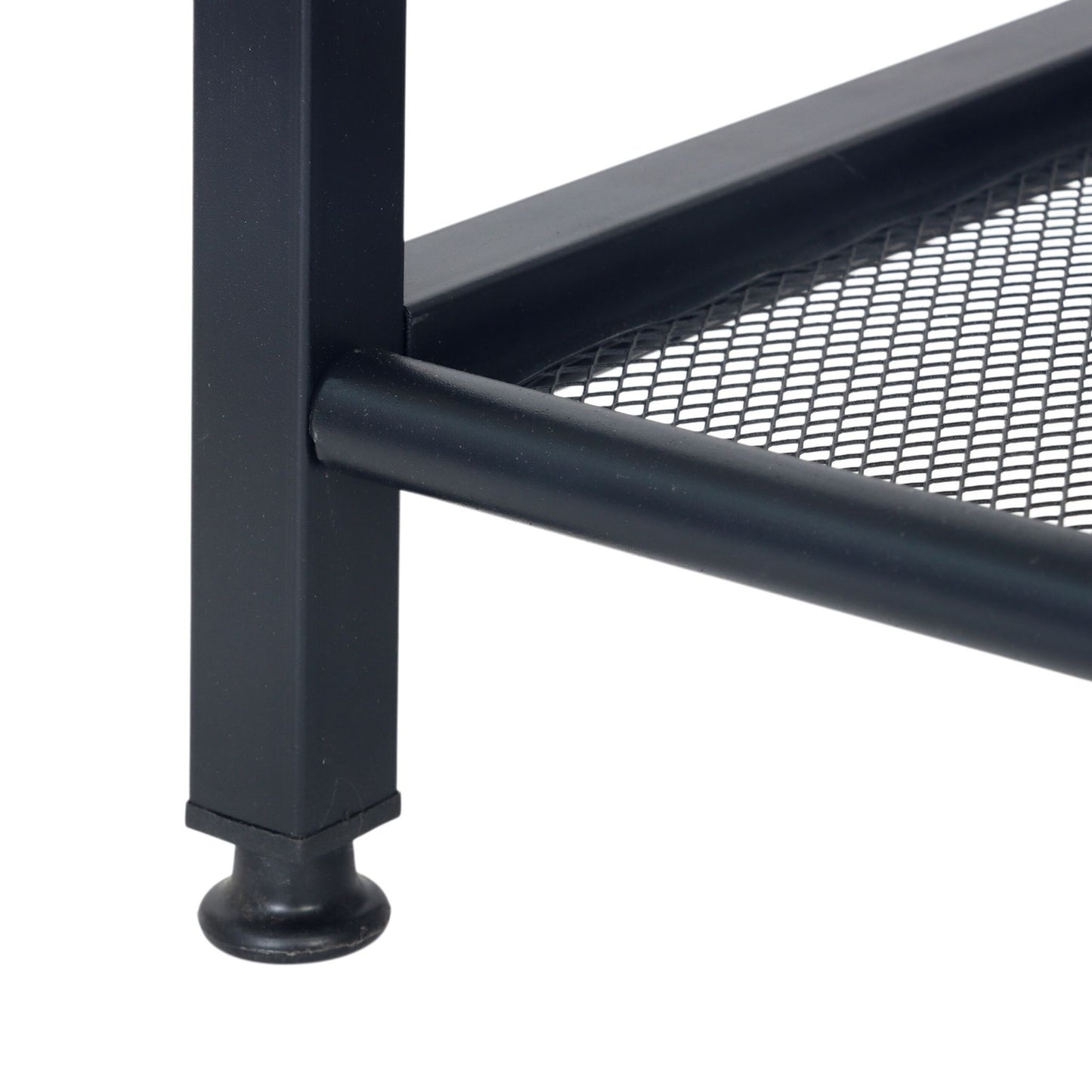 Industrial Shoe Rack – Iron Shelves, Wood-Effect Top