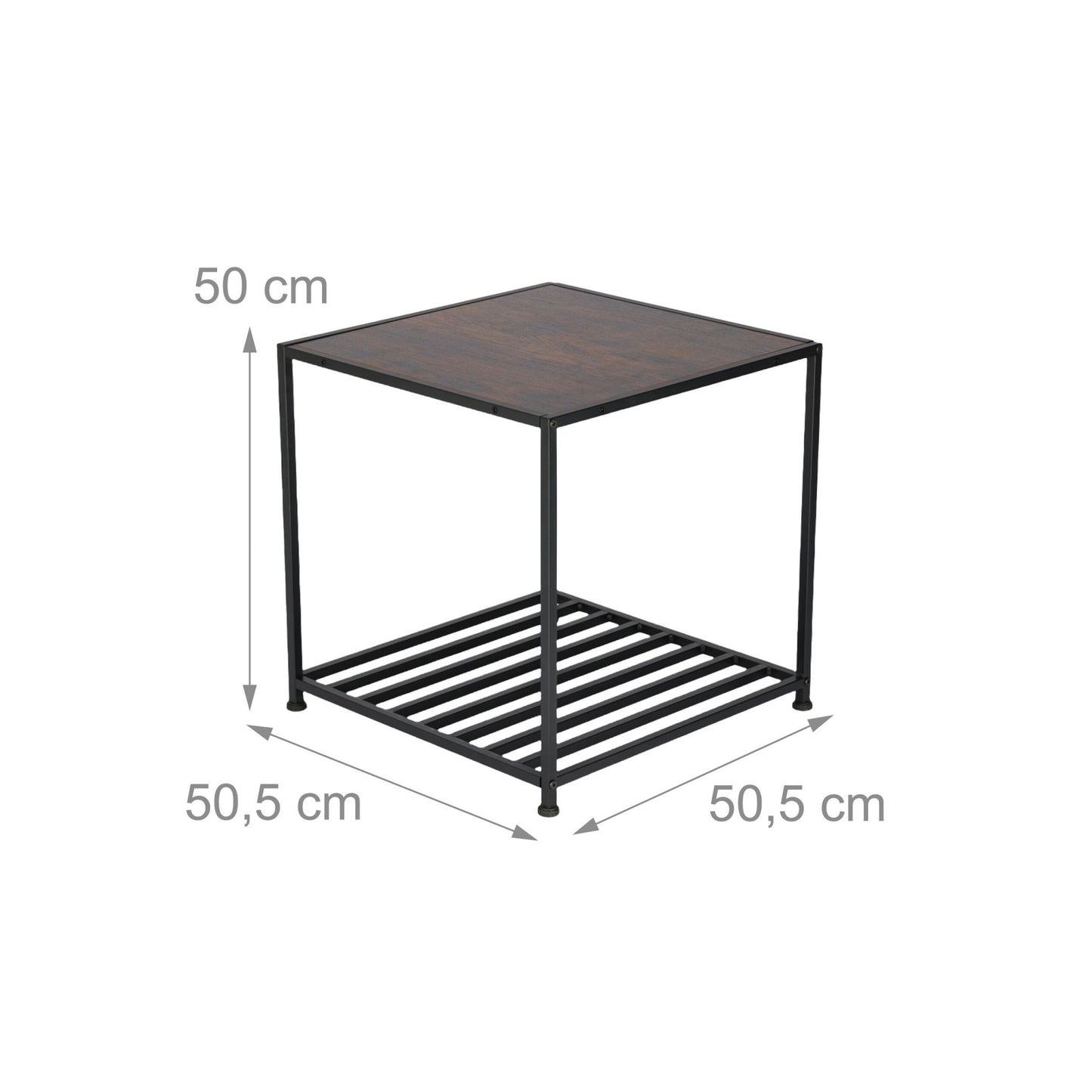 Industrial Square Side Table with Mesh Shelf