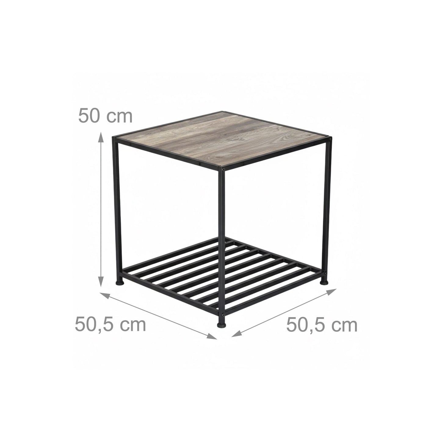 Industrial Square Side Table with Mesh Shelf
