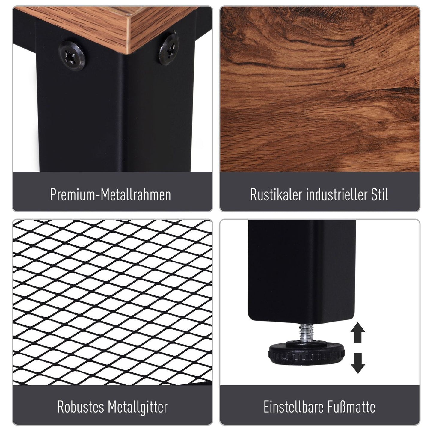 Industrial console table with metal grid shelf, 101x35x80 cm