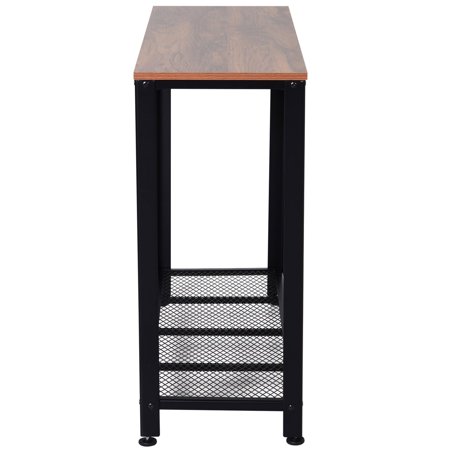 Industrial console table with metal grid shelf, 101x35x80 cm