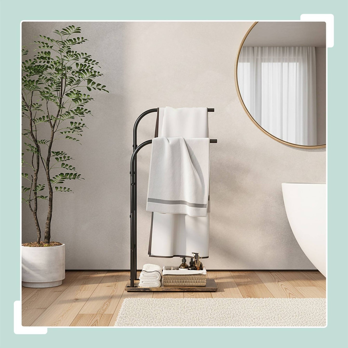 Industrial Towel Rack with Shelf – Freestanding, Space-Saving