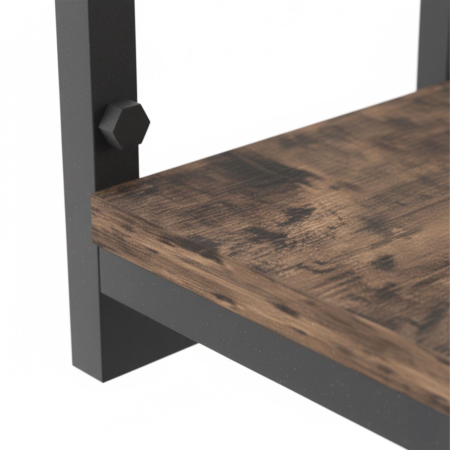 Industrial Wall Shelf, Metal and Wood, Floating Design