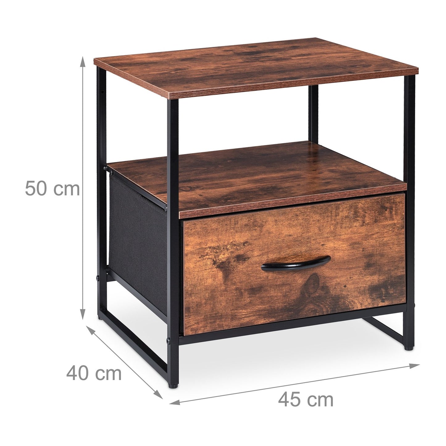 Industrial bedside table with drawer
