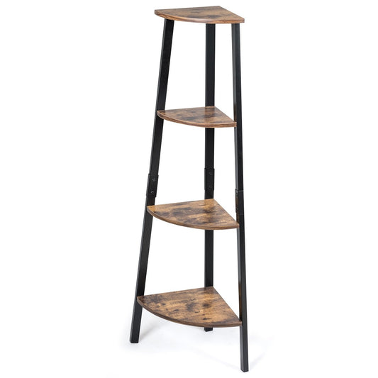 Industrial corner shelf plant shelf with 4 levels 34 x 34 x 124.5 cm brown + black