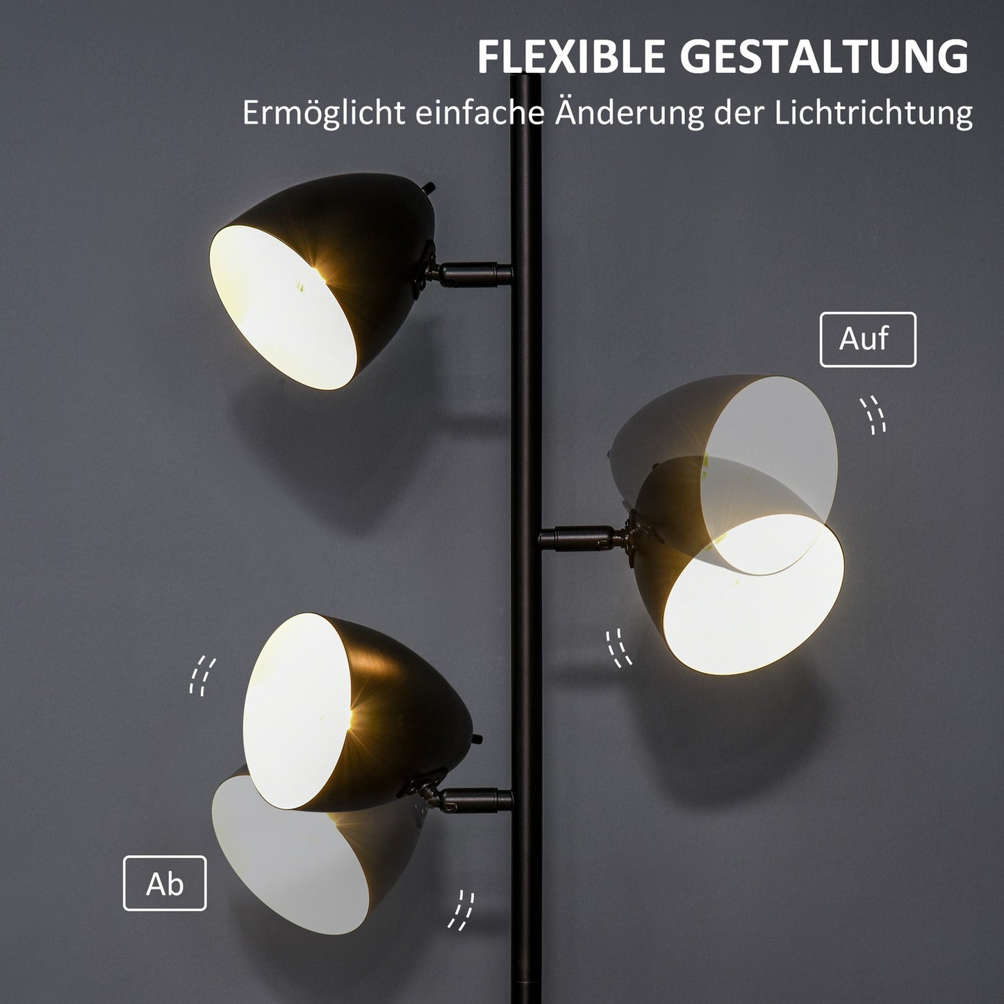 Industrial floor lamp - Adjustable steel lampshades, black