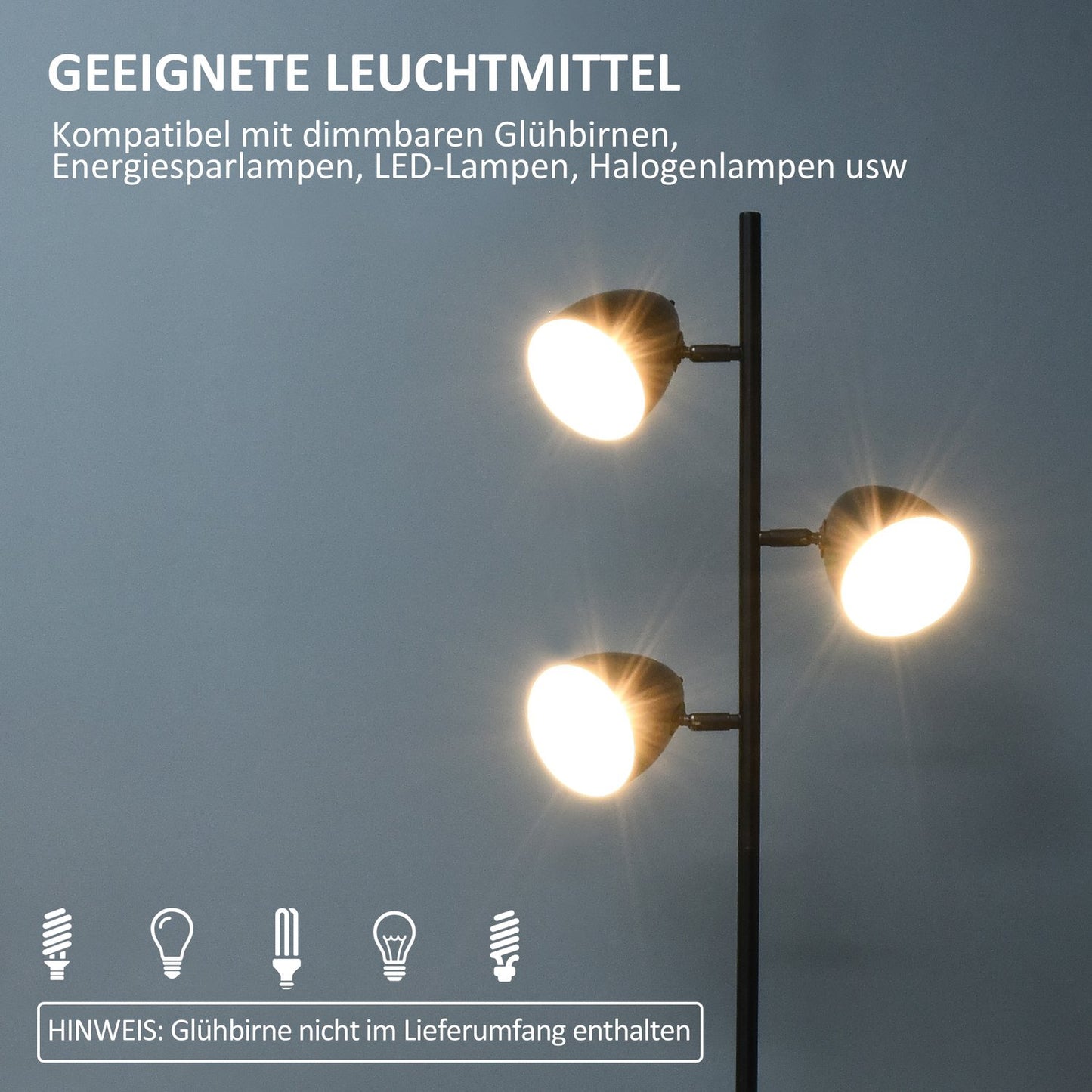 Industrial floor lamp - Adjustable steel lampshades, black