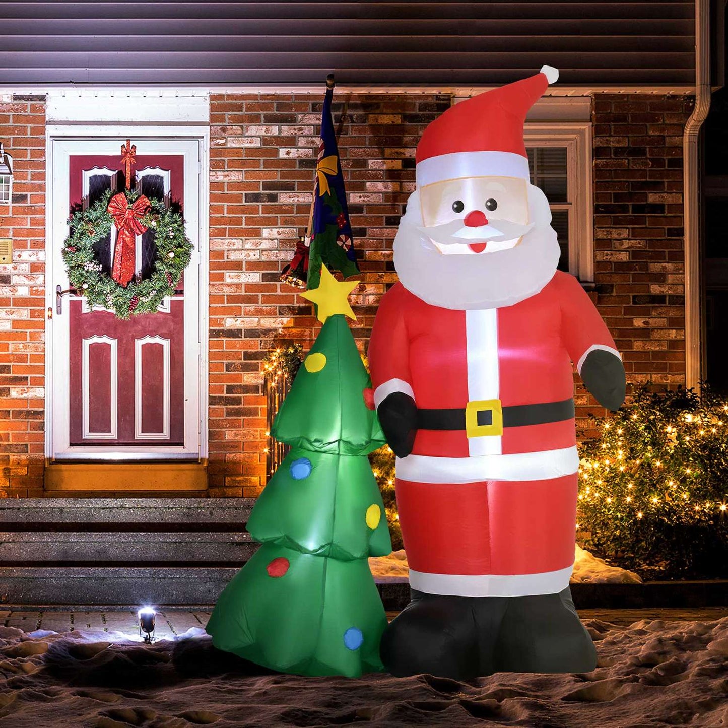 Inflatable Santa Claus with tree & LED lights, 210 cm waterproof