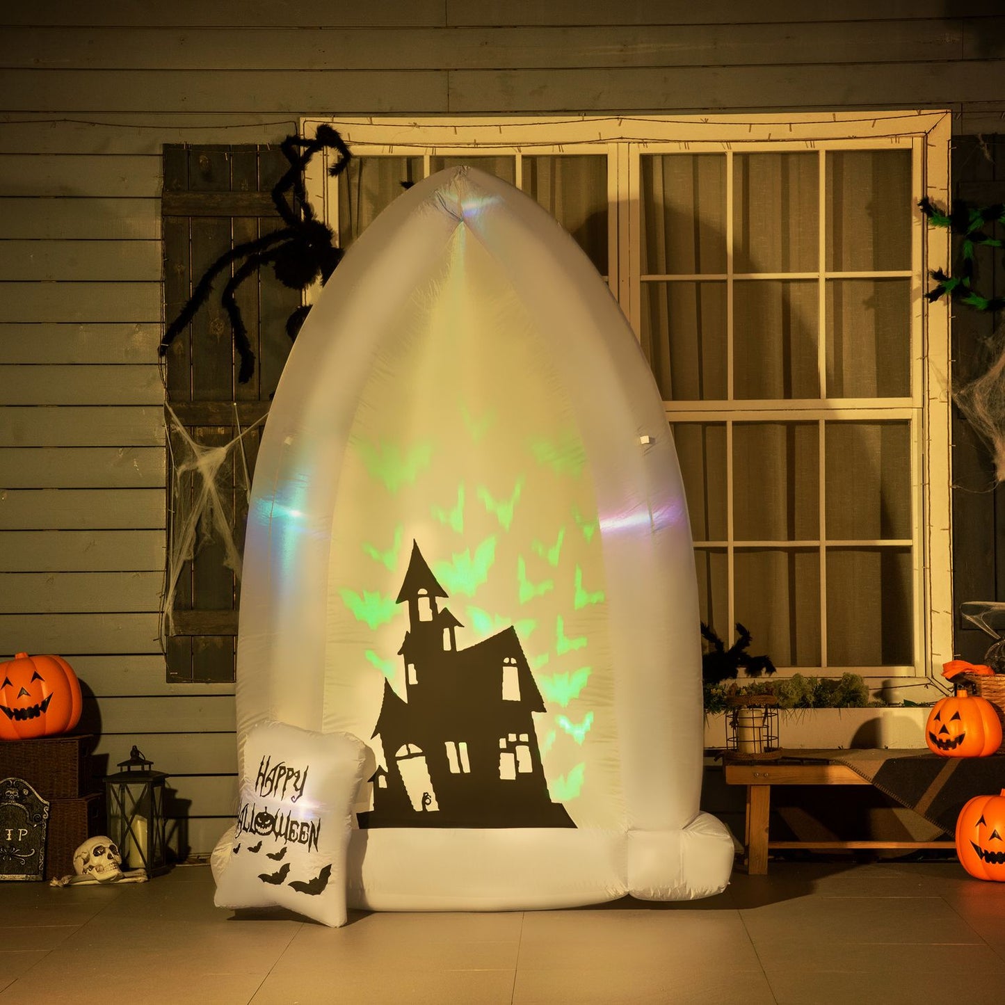 Inflatable 210 cm Halloween tombstone with LED light