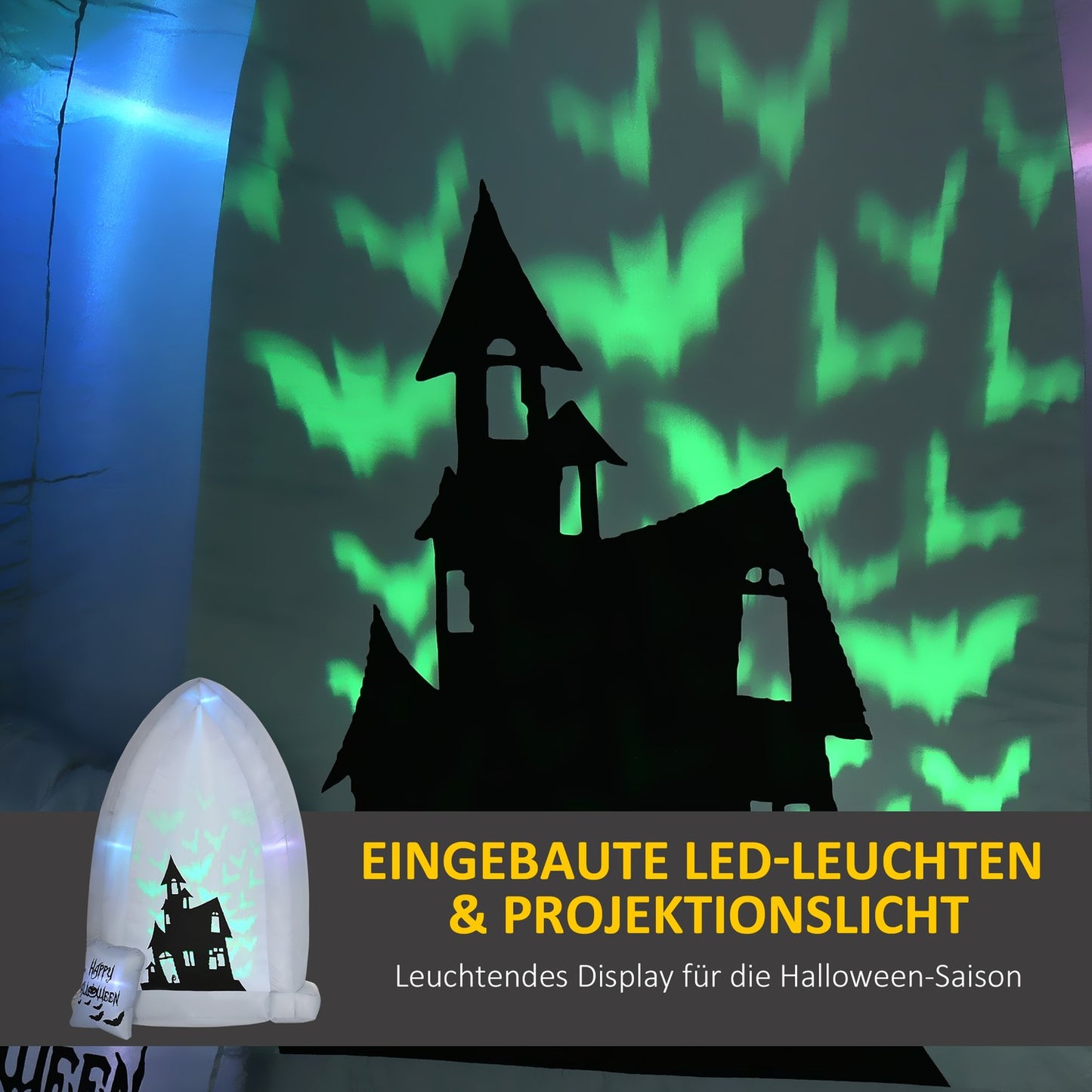 Inflatable 210 cm Halloween tombstone with LED light