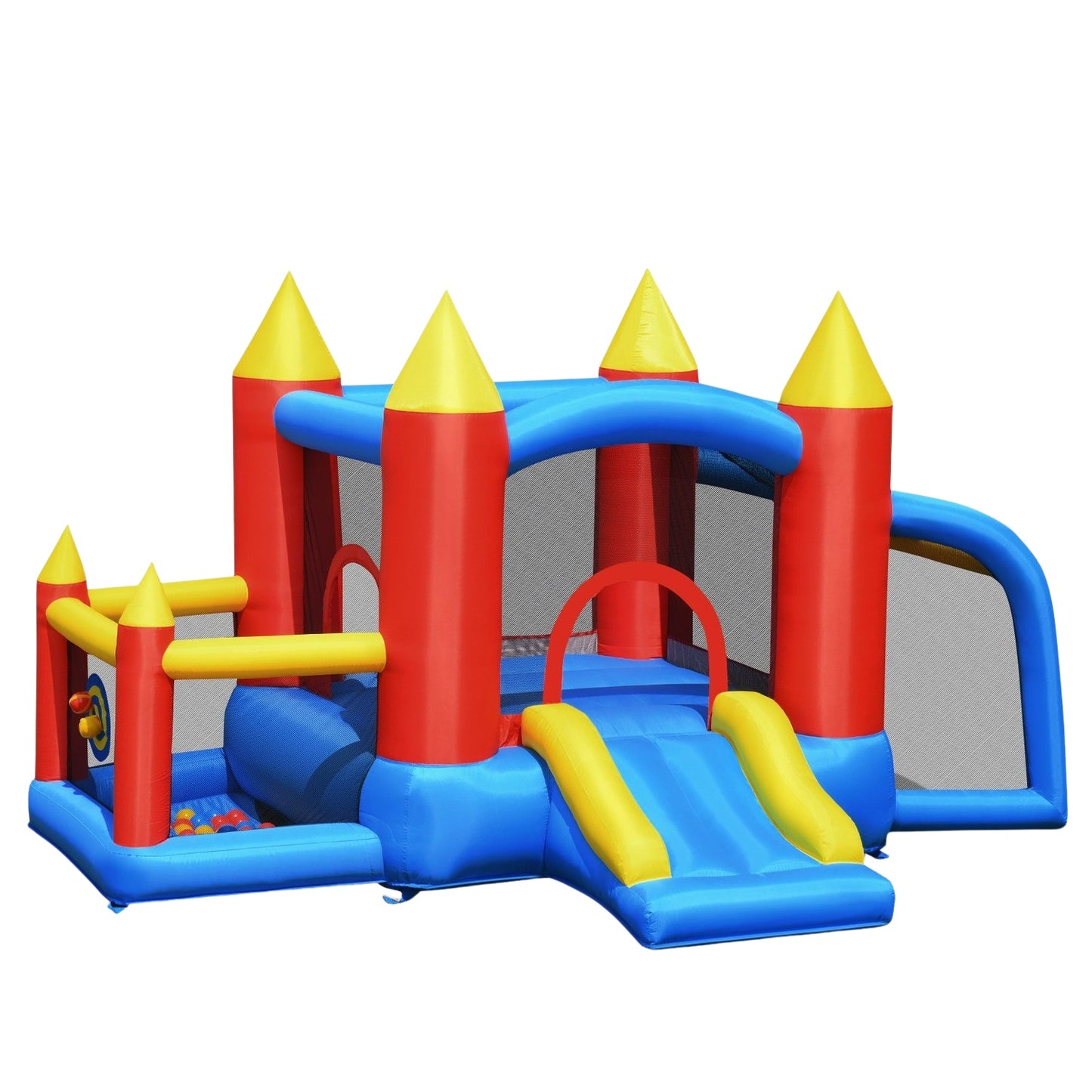 Inflatable Bouncy Castle +450W Blower with Slide Ocean Balls 350 x 275 x 196 cm Colorful
