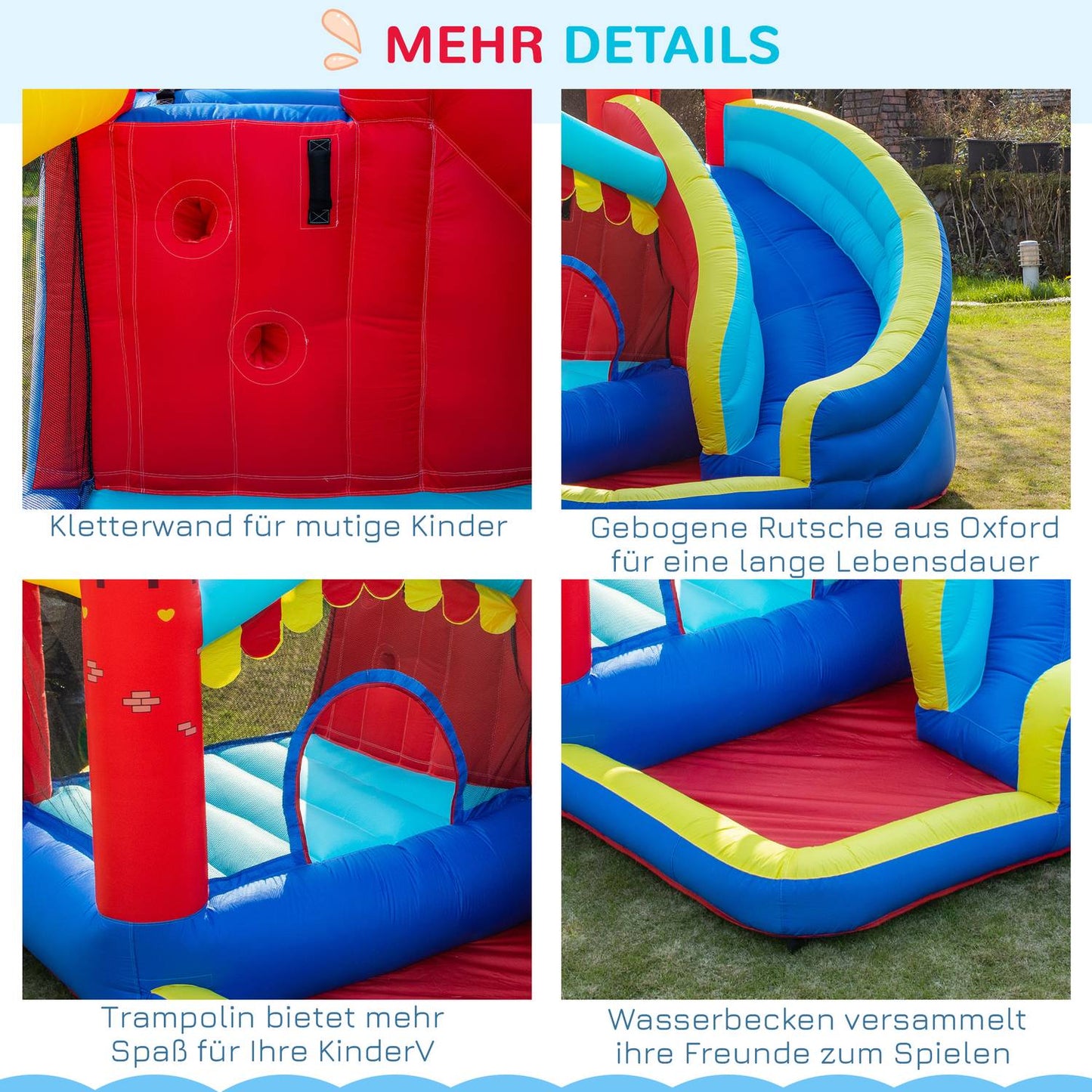 Inflatable bouncy castle with slide and ball pit for children