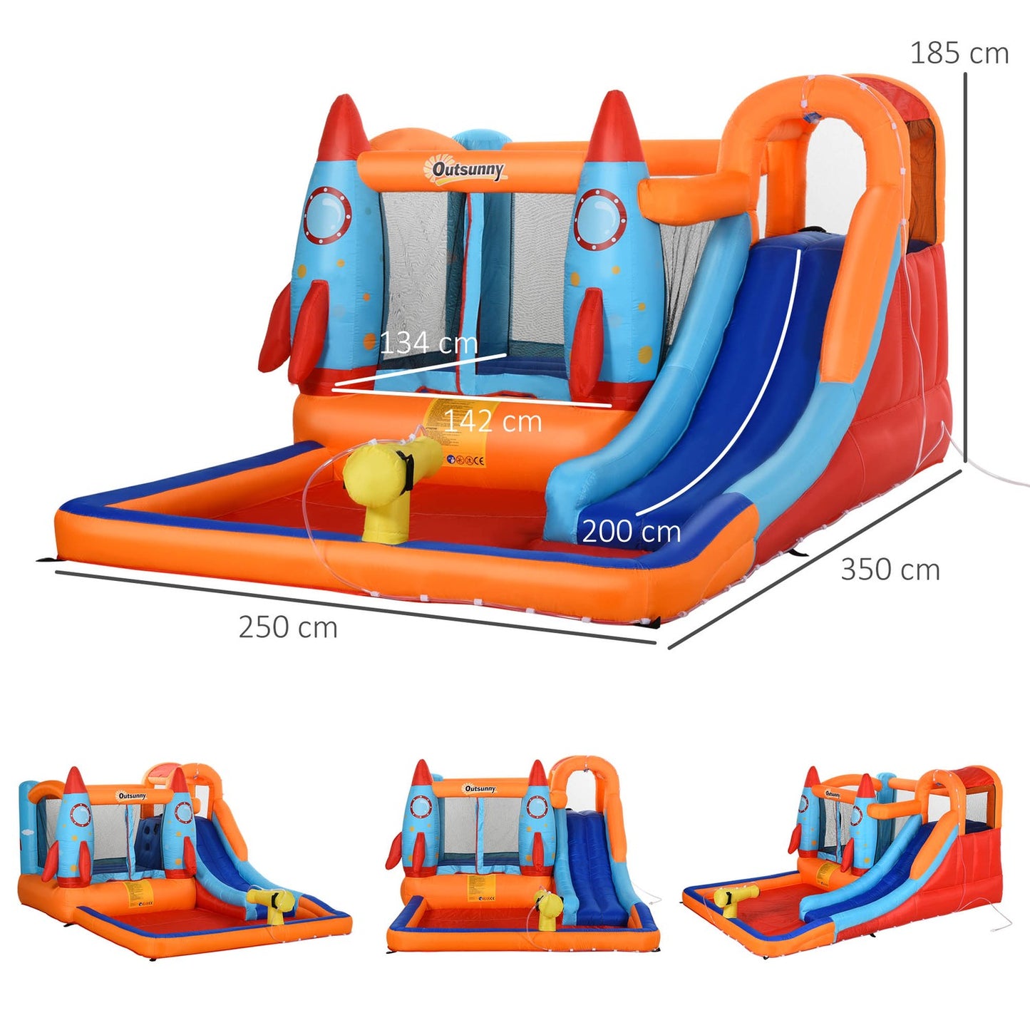 Inflatable bouncy castle with slide for ages 3-8