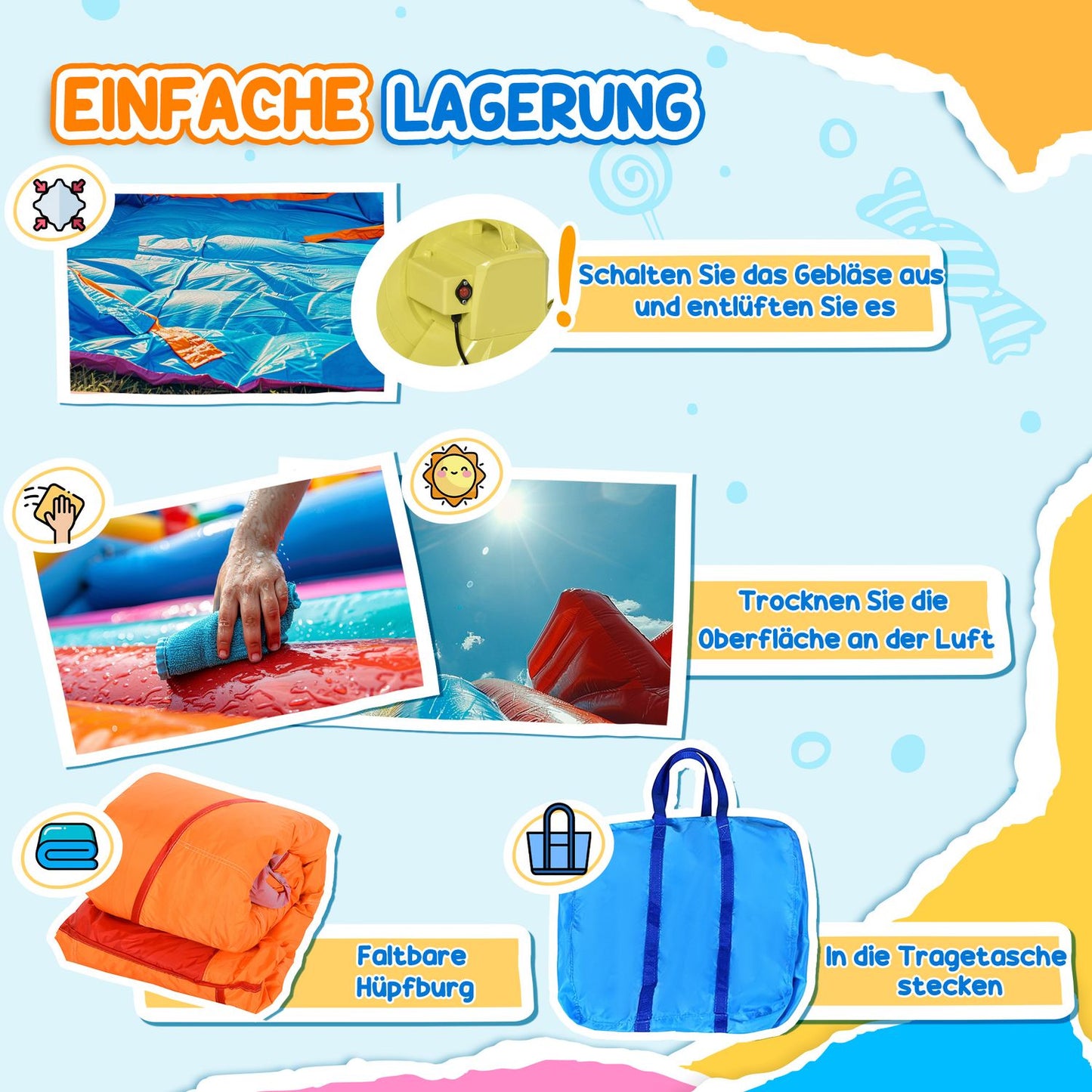 Inflatable bouncy castle with slide for ages 3-8