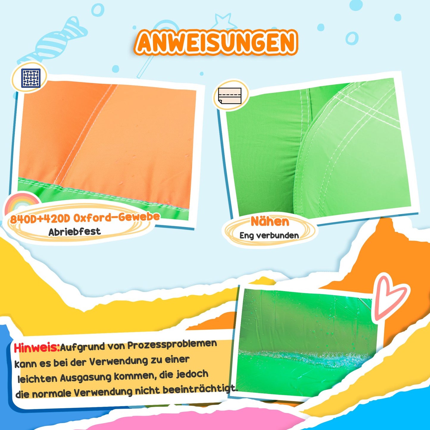 Inflatable bouncy castle with slide and water gun for children