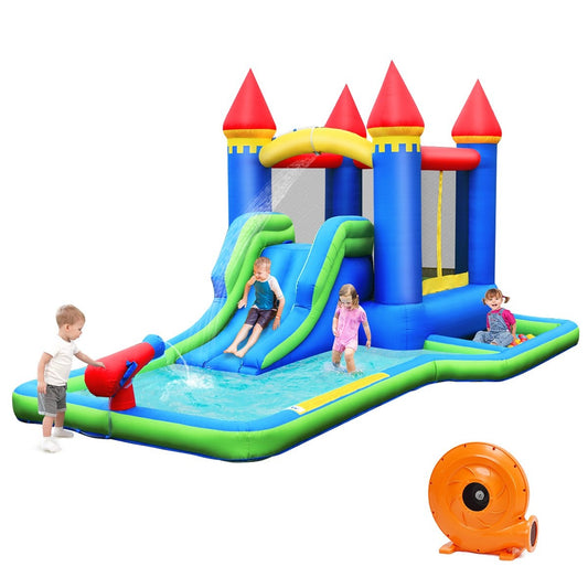 Inflatable Bouncy Castle Water Slide Park with Blower High Quality Oxford Fabric 480 x 280 x 230 cm Colorful