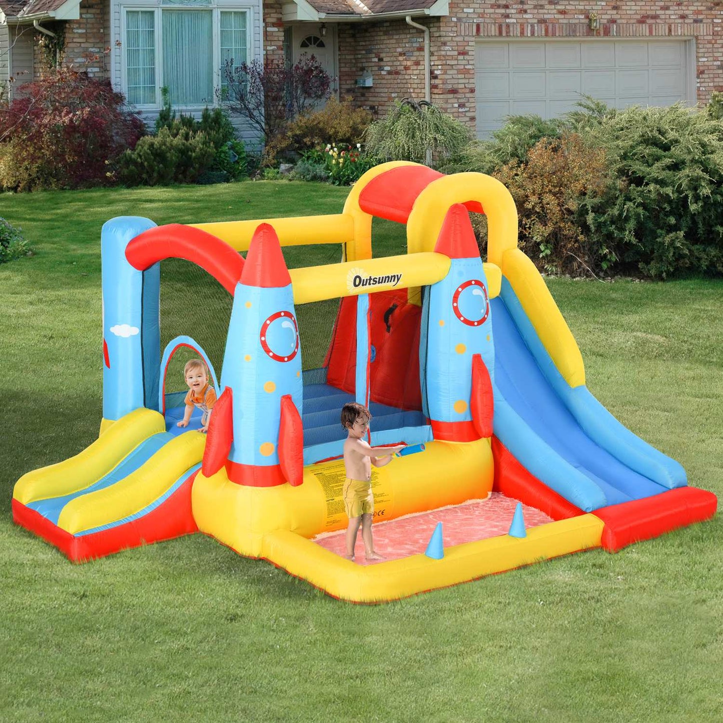 Inflatable bouncy castle with water slide - size XXL, 3-10 years