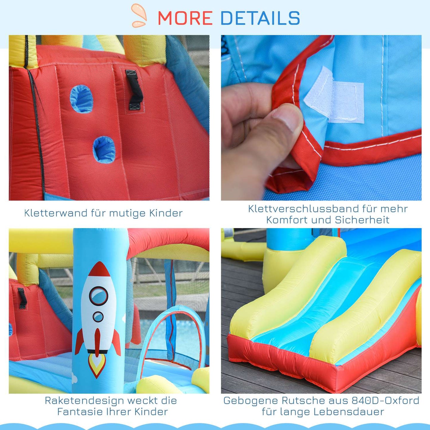 Inflatable bouncy castle with water slide - size XXL, 3-10 years