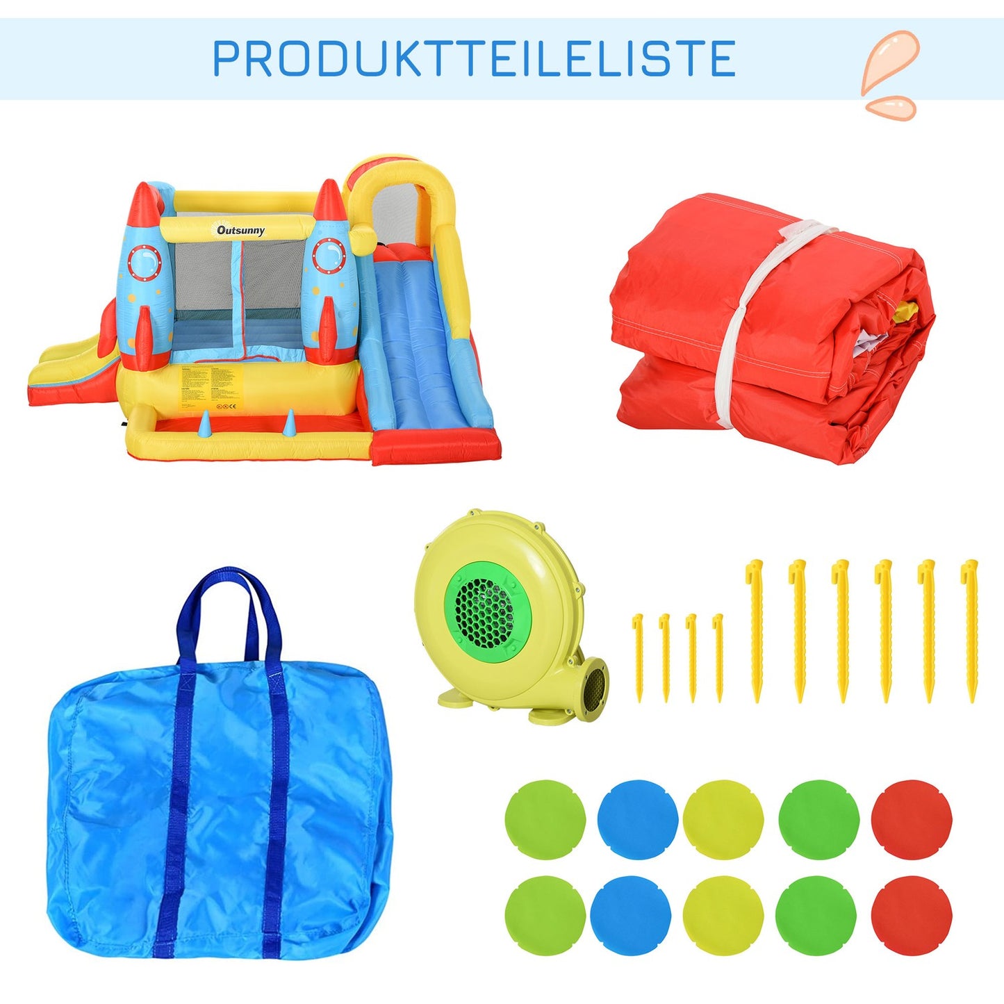 Inflatable bouncy castle with water slide - size XXL, 3-10 years