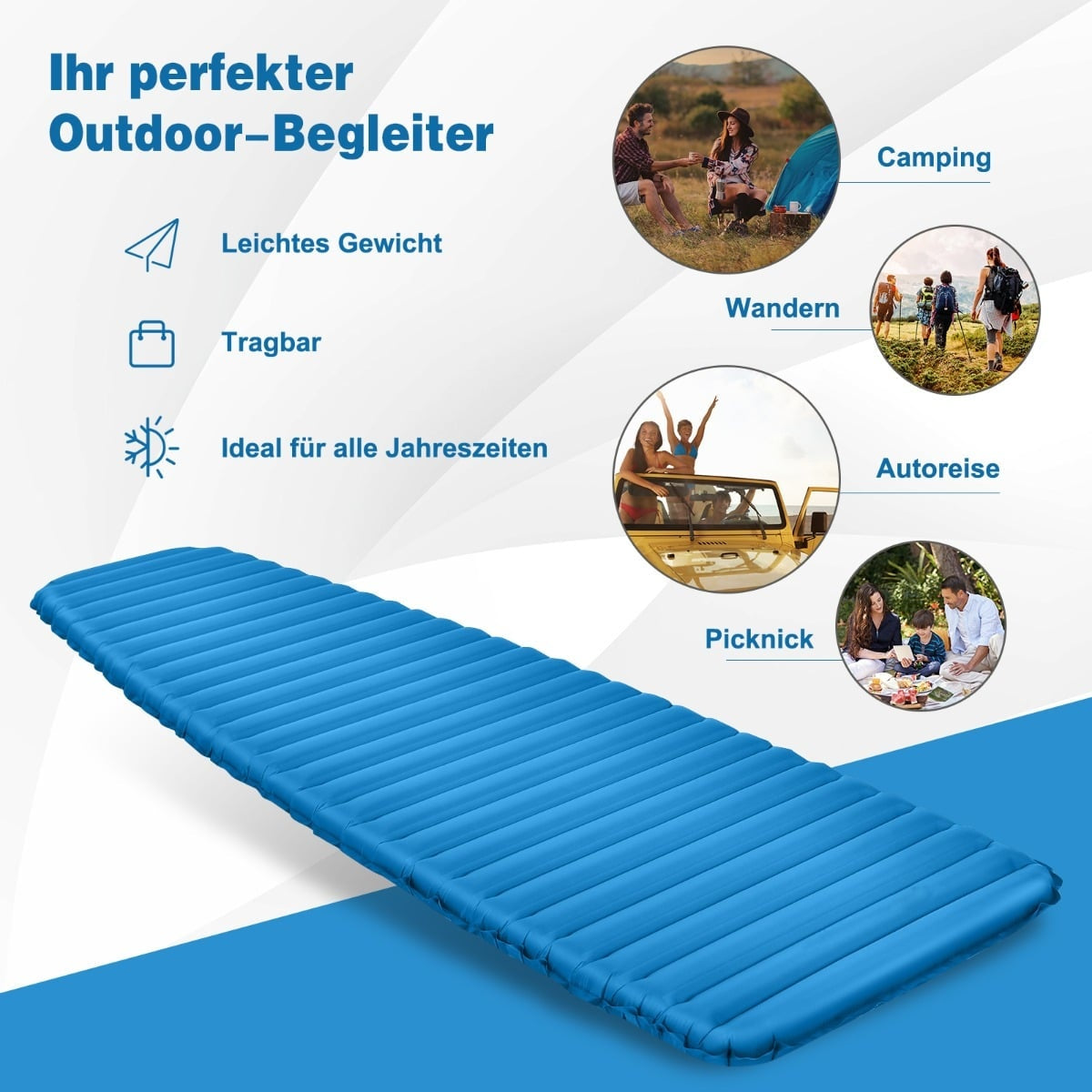 Inflatable Camping Sleeping Pad – Waterproof, 197x63x7 cm
