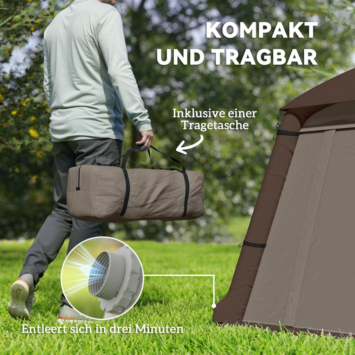 Inflatable 1-2 person camping tent - windproof, 4 seasons