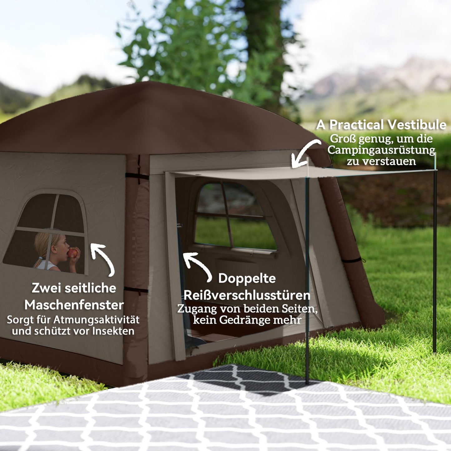 Inflatable 1-2 person camping tent - windproof, 4 seasons