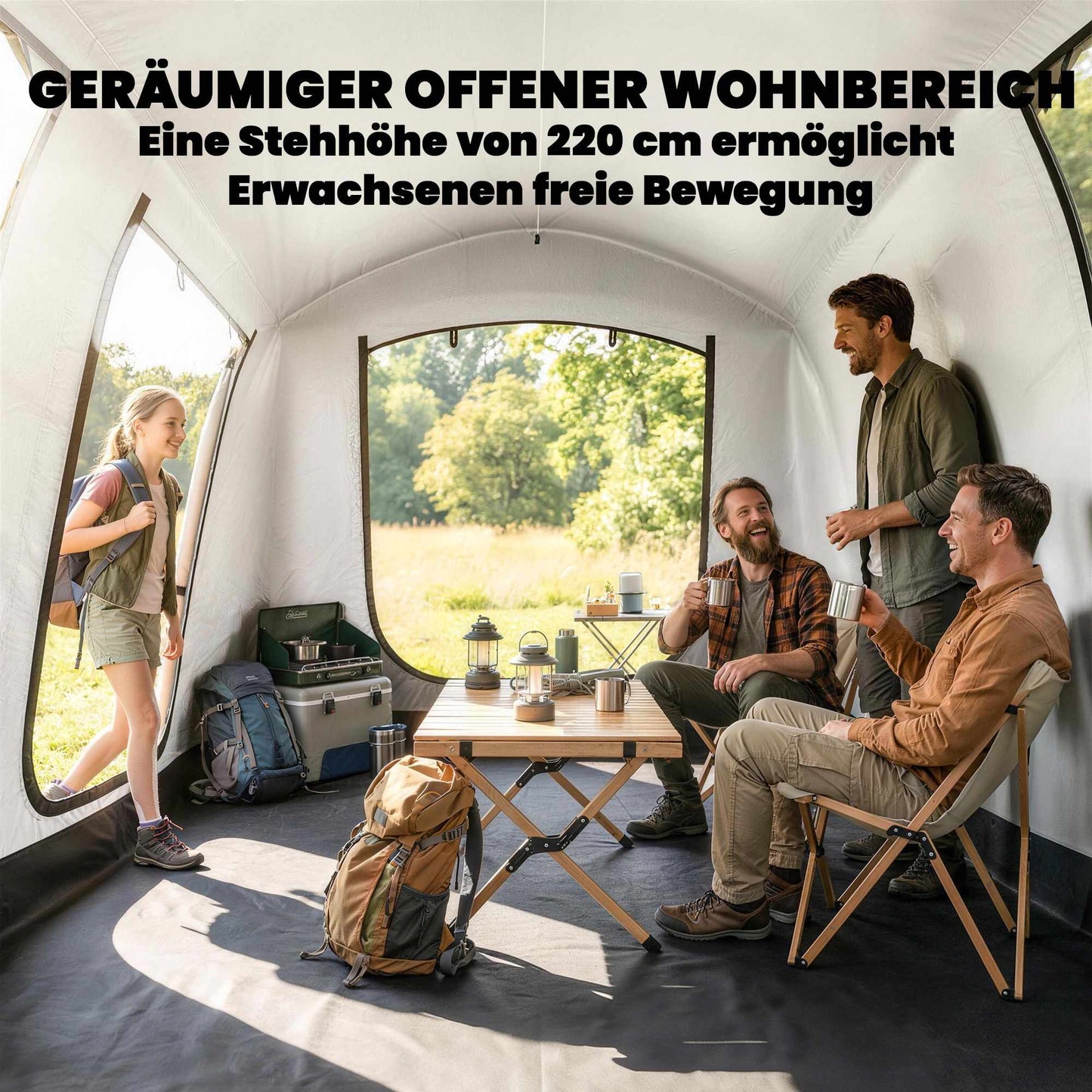 Inflatable Camping Tent, 2-4 Person, Quick Setup