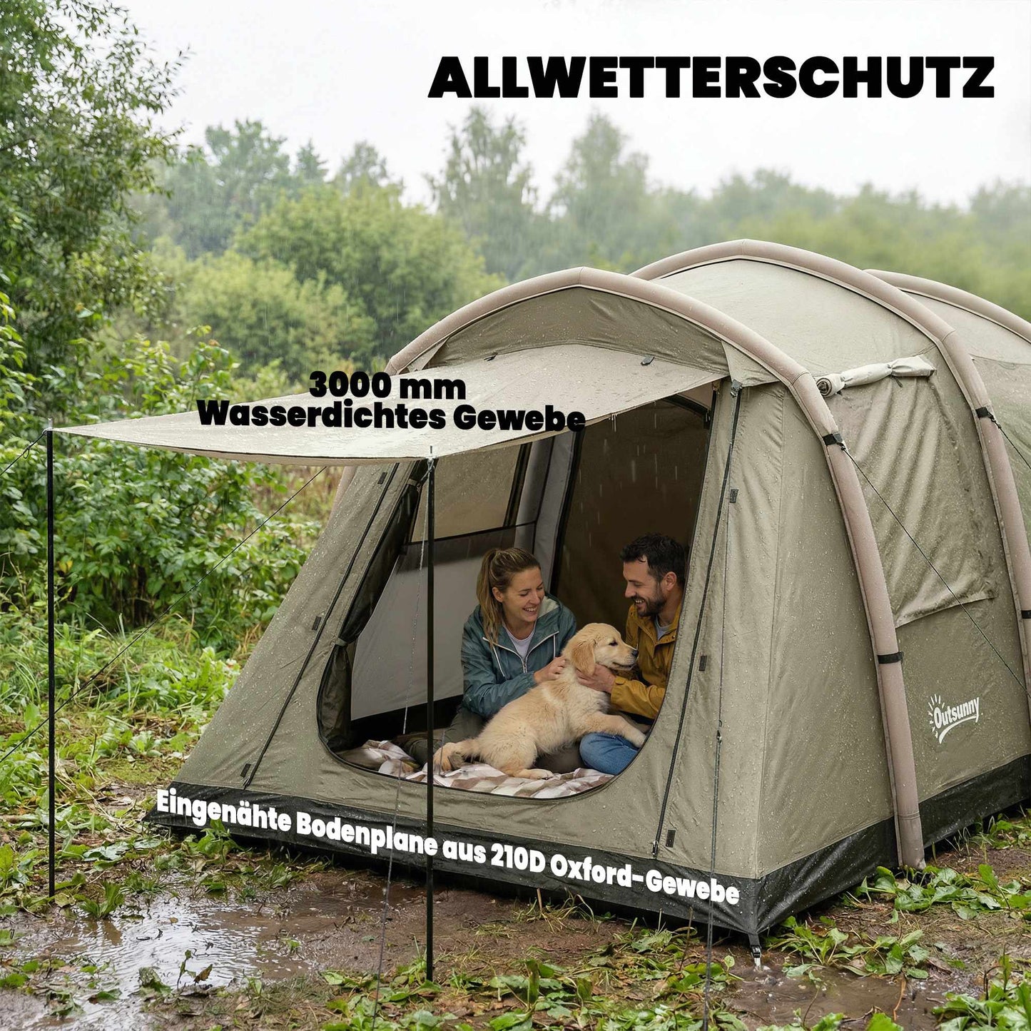 Inflatable Camping Tent, 2-4 Person, Quick Setup