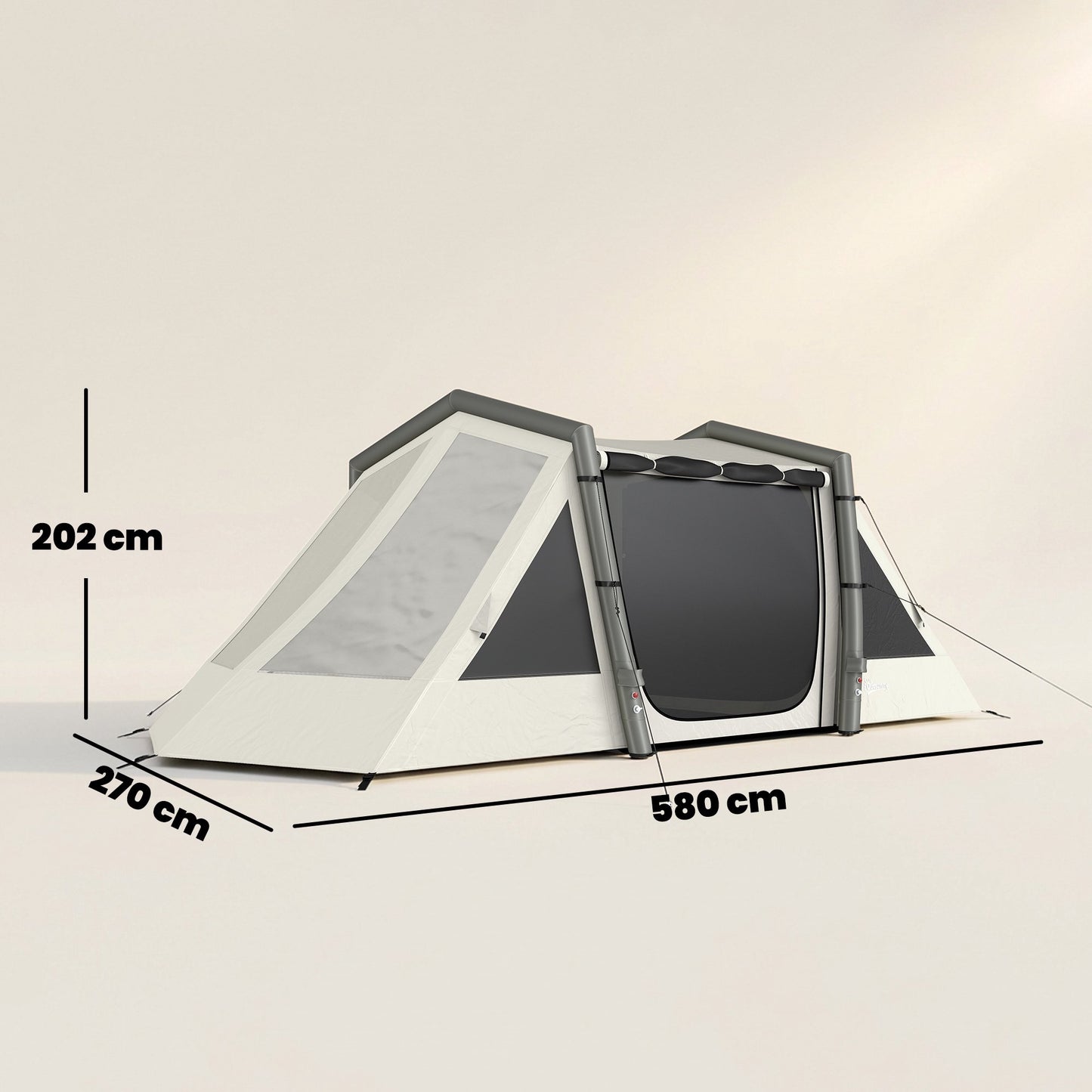 Inflatable Camping Tent, 3 Rooms, Darkened Bedroom, Waterproof