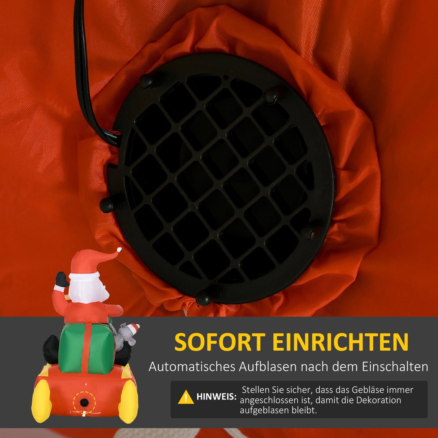 Inflatable Santa Claus, 1.22m with LED lights for outdoor use