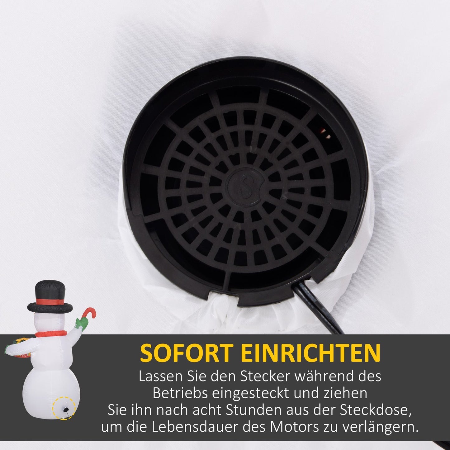 Inflatable 1.8 m snowman with LED lights for indoor/outdoor use