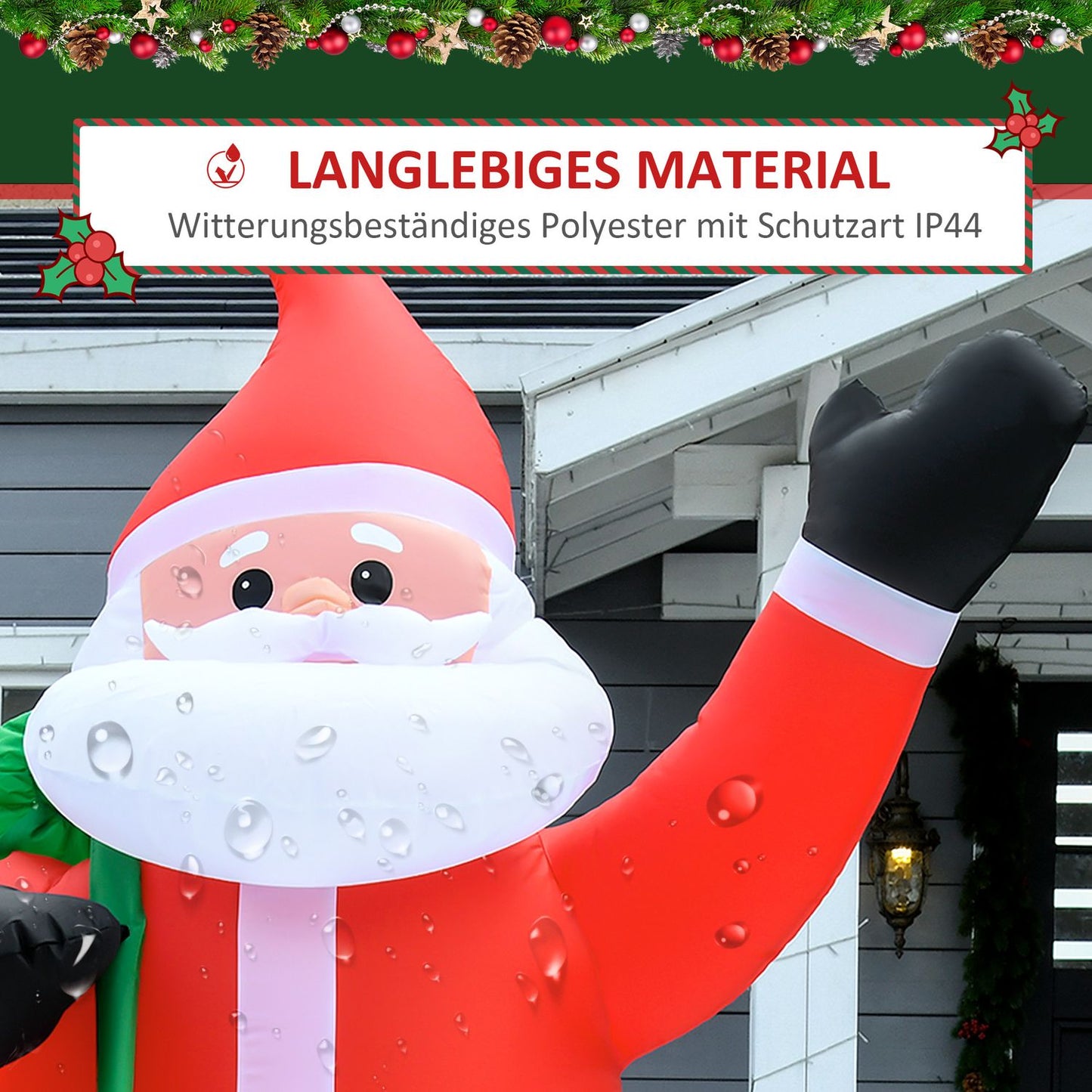 Inflatable Santa with LED lights, 2.4m, indoor/outdoor