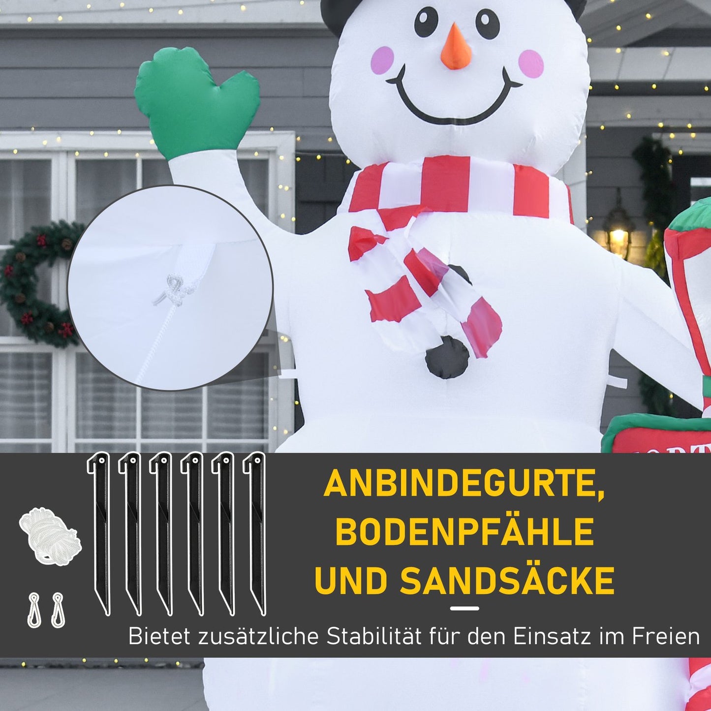 Inflatable 2.4m LED Snowman Christmas decoration, indoor/outdoor