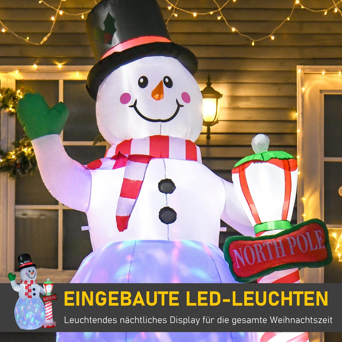 Inflatable 2.4m LED Snowman Christmas decoration, indoor/outdoor